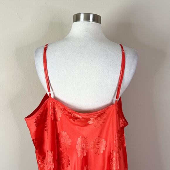 Lane Bryant | Y2K Vintage Floral Orange Satin Halter Tie Slip Short Pajama Dress - Picture 7 of 9